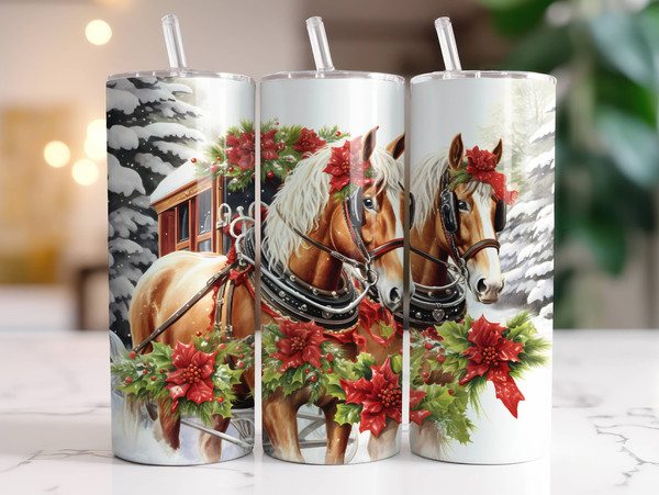 Christmas Horse Tumbler Wrap PNG 20 oz Skinny Tumbler Sublimation Design Digital Download Instant Digital Only, Winter Holiday Tumbler Wrap 2.jpg