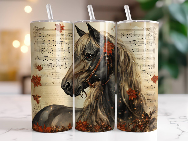 Christmas Horse Tumbler Wrap PNG, Sublimation Digital Download, 20oz Skinny Tumbler Design, Instant Digital Download Only, Holiday Design.jpg