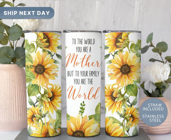 Sunflower Mom Tumbler •  Mom Tumbler • Mother's Day Gift • Mommy To Go Cup • Gift for Mom • Travel Mug for Mama • (TM-85 Sunflower).jpg