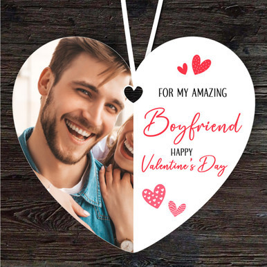 Amazing Boyfriend Red Hearts Photo Valentine's Gift Heart Personalised Ornament.jpg