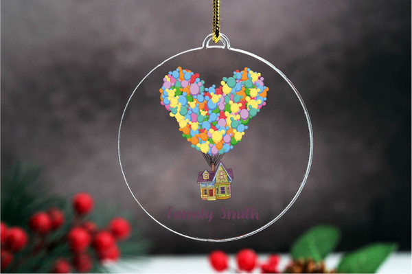 Custom Christmas Ornament,UP! Disney Family Gift,Up Movie House Balloon Keepsake,Personalized Carl and Ellie Ornament,Disney World Trip Gift.jpg