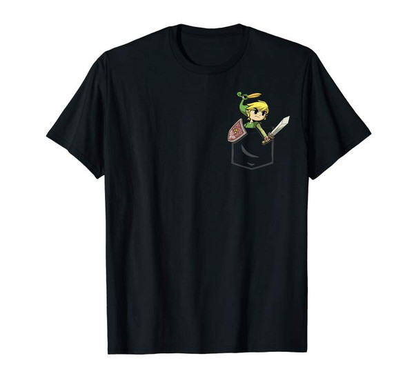 Adorable Nintendo Zelda Classic Cute Link Faux Pocket Art T-Shirt - Tees.Design.png