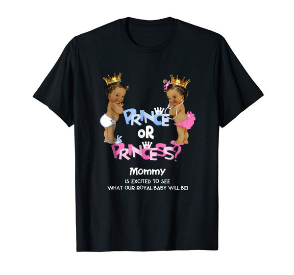 Adorable Prince Or Princess Mommy Ethnic Gender Reveal T-Shirt - Tees.Design.png