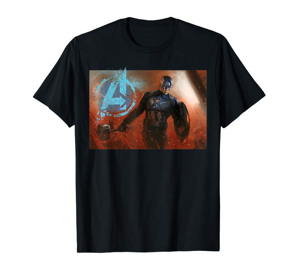 Buy Avengers Endgame Captain America Mjolnir Shield Portrait T-Shirt - Tees.Design.png