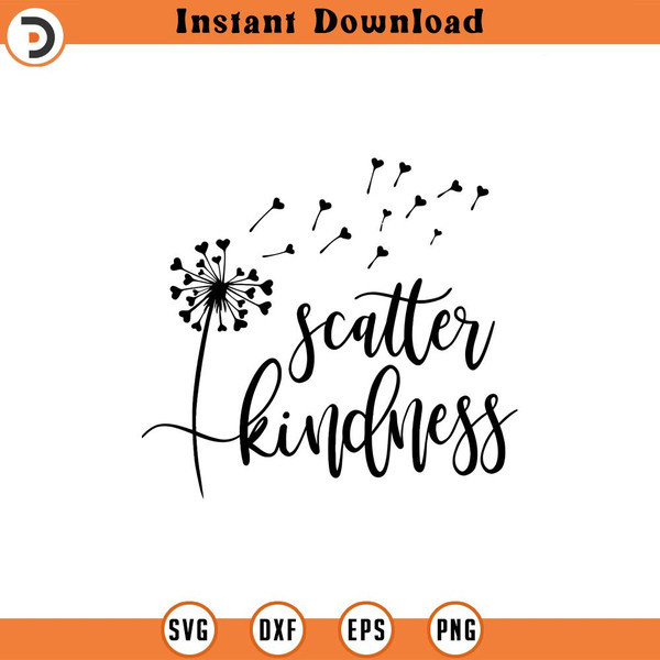 SVG983-Scatter Kindness Dandelion Svg, Dandelion Svg, Heart Dandelion Svg, Dandelion Blowing Svg, Flower Svg, Dandelion Cut File, Kindness Svg.jpg