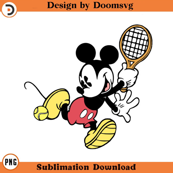 SH1153-Classic Mickey Tennis Cartoon Clipart Download, PNG Download Cartoon Clipart Download, PNG Download.jpg