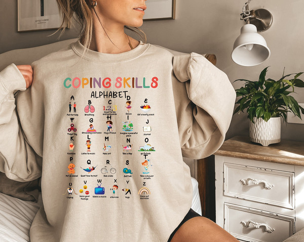 Coping Skills Alphabet Shirt, Mental Health Sweatshirt, School Counselor Shirt, Therapist Shirt, Psychologist Shirt, Mental Health Matters.jpg