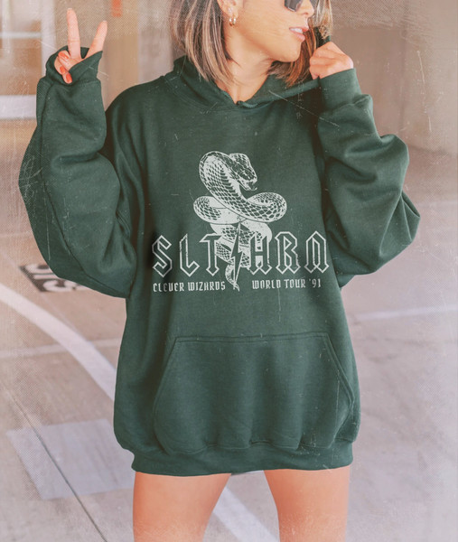 Green House Vintage Band Hoodie Malfoy Hoodie Potter Sweatshirt Dark Arts Shirt Green House Shirt Bookish Merch Oversized Womens Hoodie.jpg