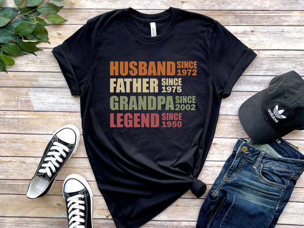 Personalized Dad Grandpa Shirt, Father's Day TShirt, Husband Father Grandpa Legend, Grandfather Custom Date, Funny Dad Birthday Gift For Men.jpg