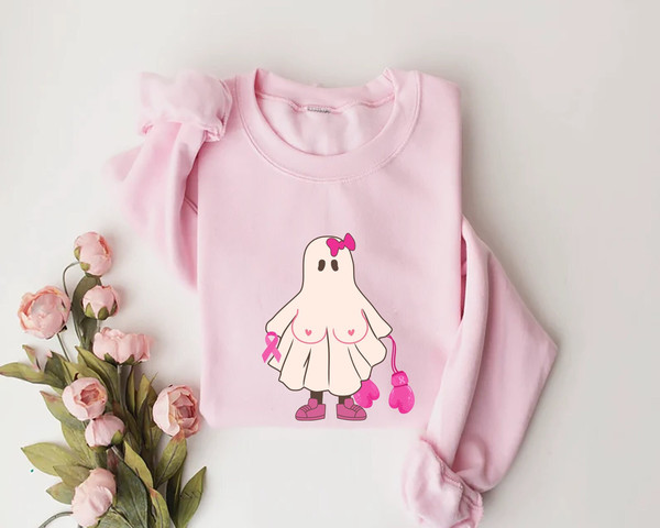 Breast Cancer Funny Ghost Shirt, Halloween Gift, Funny Cancer Shirt, Breast Cancer Halloween Shirt, Cancer Warrior Tee, Breast Cancer Gifts.jpg