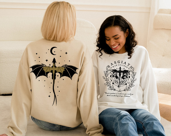 Basgiath War College Double-Sided Sweatshirt, Fourth Wing Riders & Fly or Die Design, Violet Sorrengail Bookish Hoodie.jpg