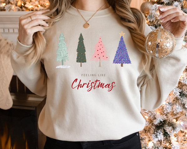 Christmas Tree Sweatshirt, Feeling Like Christmas , Xmas Sweatshirt, Christmas Sweatshirt for Women, Family Christmas, Christmas Gift.jpg