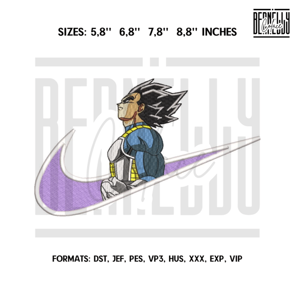 Vegeta Embroidery Design File  Dragon Ball Anime Embroidery Design Machine embroidery pattern. Pes Dst Swoosh Nike.png