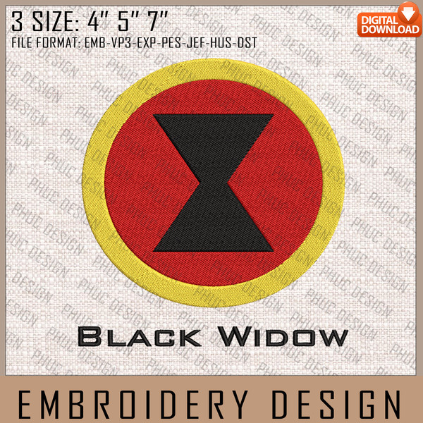 Black Widow Embroidery Files, Marvel Comics, Movie Inspired Embroidery Design, Machine Embroidery Design.jpg