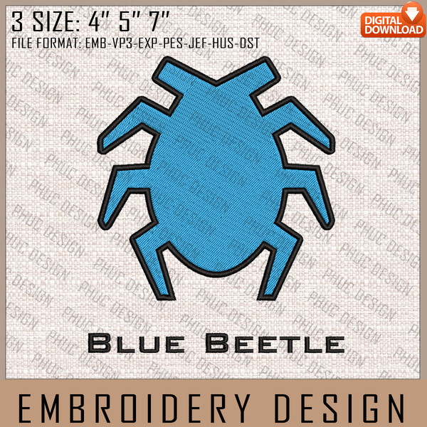 Blue Beetle Embroidery Files, DC Comics, Movie Inspired Embroidery Design, Machine Embroidery Design.jpg