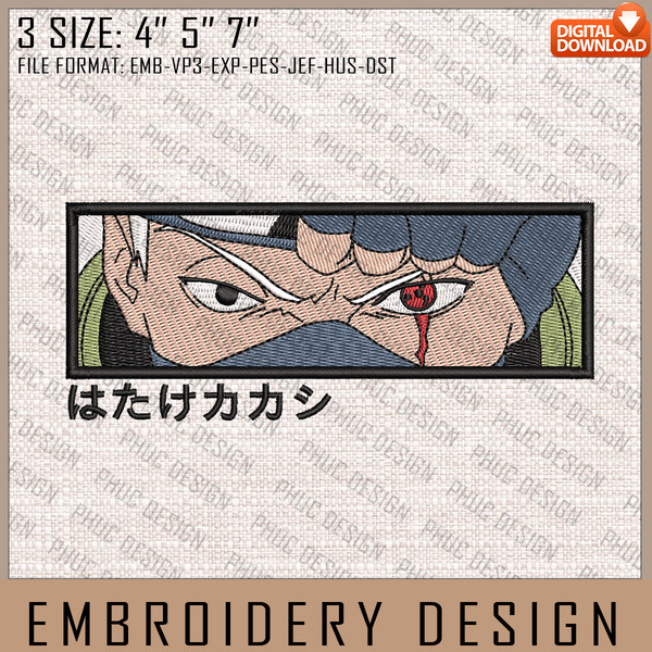 Kakashi Embroidery Files, Naruto, Anime Inspired Embroidery Design, Machine Embroidery Design 3.jpg