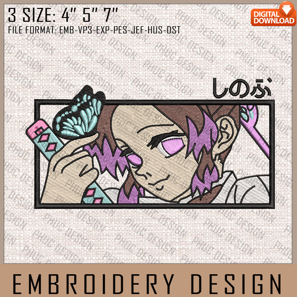 Shinobu Embroidery Files, Demon Slayer, Anime Inspired Embroidery Design, Machine Embroidery Design.jpg