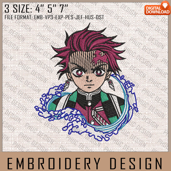 Tanjiro Embroidery Files, Demon Slayer, Anime Inspired Embroidery Design, Machine Embroidery Design 5.jpg