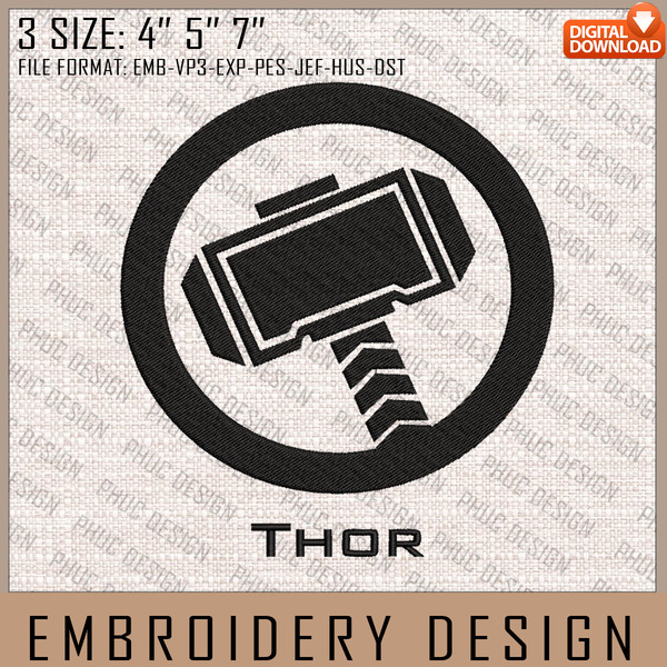 Thor Embroidery Files, Marvel Comics, Movie Inspired Embroidery Design, Machine Embroidery Design.jpg