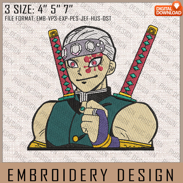 Uzui Embroidery Files, Demon Slayer, Anime Inspired Embroidery Design, Machine Embroidery Design 3.jpg