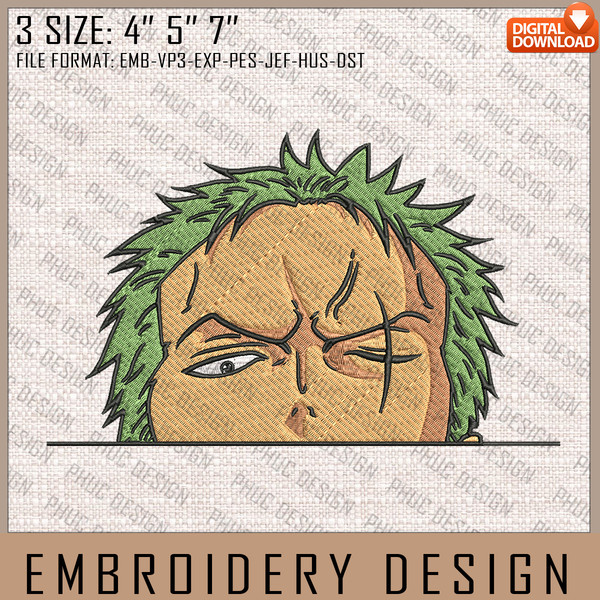 Zoro Embroidery Files, One Piece, Anime Inspired Embroidery Design, Machine Embroidery Design 6.jpg