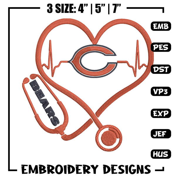 Stethoscope Chicago Bears embroidery design, Bears embroidery, NFL embroidery, sport embroidery, embroidery design..jpg