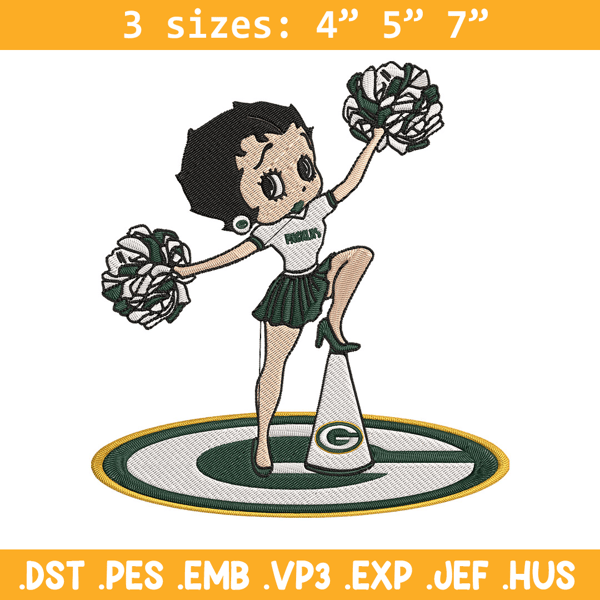 Cheer Betty Boop Green Bay Packers embroidery design, Green Bay Packers embroidery, NFL embroidery, sport embroidery..jpg