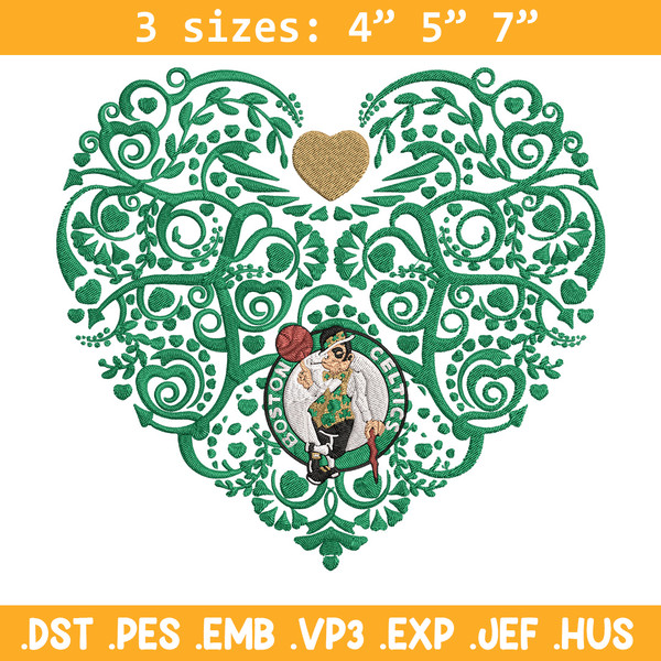 Boston Celtics heart embroidery design, NBA embroidery, Sport embroidery, Logo sport embroidery, Embroidery design.jpg