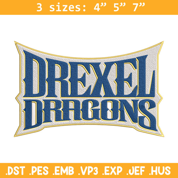 Drexel Dragons logo embroidery design, NCAA embroidery, Embroidery design,Logo sport embroidery,Sport embroidery.jpg