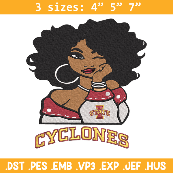 Iowa State University girl embroidery design, NCAA embroidery, Embroidery design, Logo sport embroidery,Sport embroidery.jpg