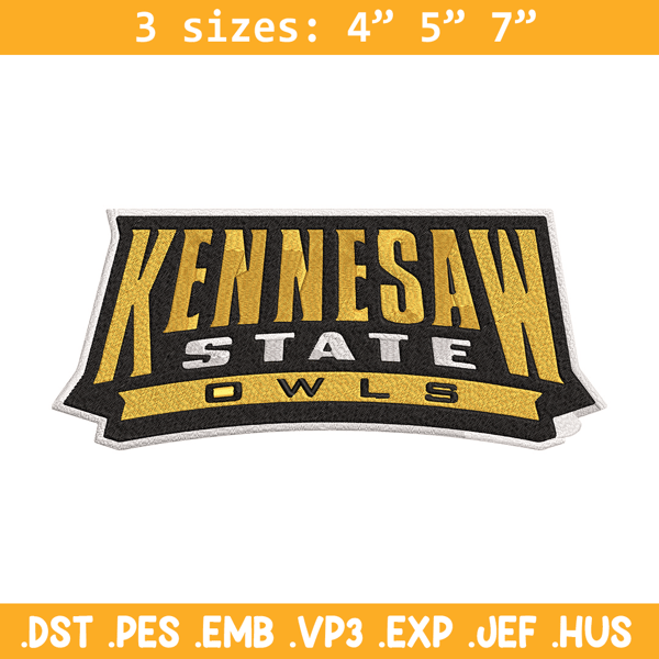 Kennesaw State Owls Logo embroidery design, NCAA embroidery, Sport embroidery, logo sport embroidery,Embroidery design..jpg