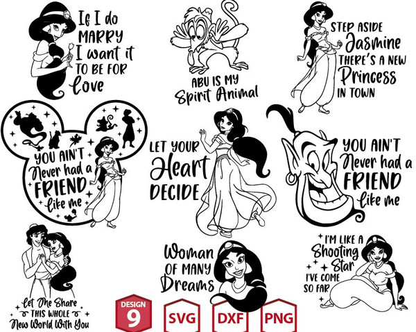 Disney Aladdin  Quotes Svg, Agrabah Svg, Prince Svg, Jasmine SVG Bundle, Disney Princess Svg