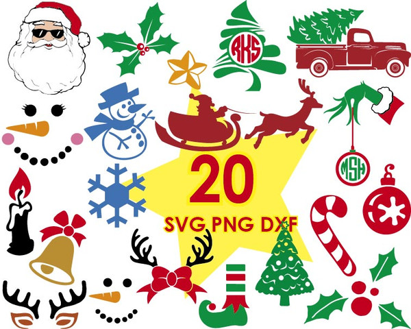 Christmas SVG Bundle, Santa SVG, Rudolph Svg, Snowman svg, Christmas Clipart, Christmas Cut Files