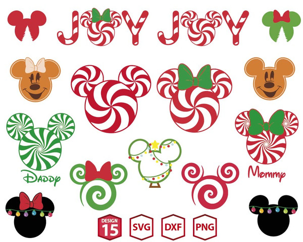 Disney Mickey And Minnie Christmas Svg, Christmas Gingerbread Svg, Peppermint Swirl Svg, Gingerbread Cookie Svg