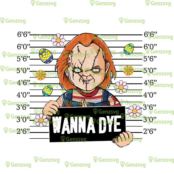 Chucky Easter Horror Movie Mugshot Tshirt, Chucky Wanna Dye Horror Killer Easter Vibe TShirt.png