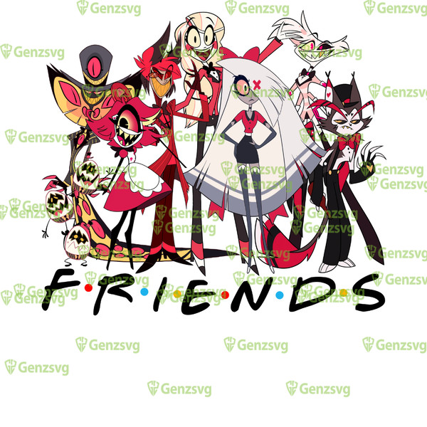 Friends Hazbi!n Hotel Characters Tshirt, Hazbi!n Hotel Movie Tshirt, Hazbin Hotel Cartoon Friends Tshirt.png