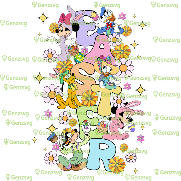 Mickey and Friends Happy Easter Tshirt, Mickey and Friends Bunny Easter Shirt, Easter Eggs Rabbit Mickey Shirt.png
