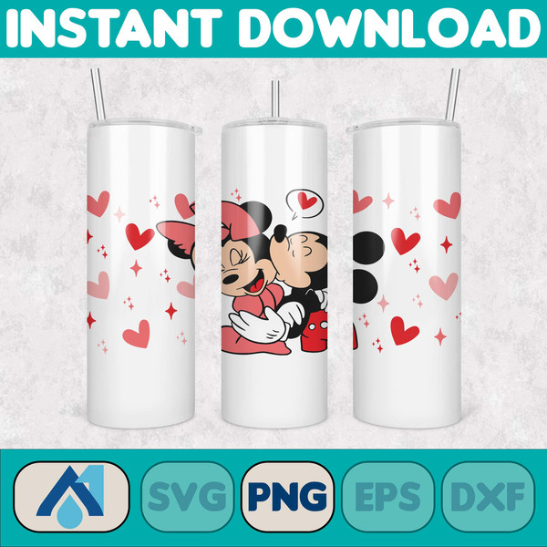 Valentine Cartoon Mouses And Friend 16oz Libbey Glass Wrap Png, Valentine Character Coffee Glass Wrap Png, Valentine Cartoon (4).jpg