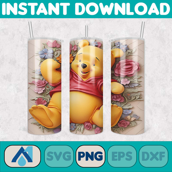 3D All Styles Cartoon 20oz Skinny Tumbler Design, 3D Floral Movie Tumbler, Cartoon Tumbler Design PNG (14).jpg