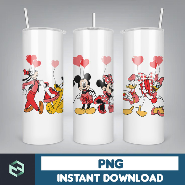 Valentine Cartoon Mouses And Friend 16oz Libbey Glass Wrap Png, Valentine Character Coffee Glass Wrap Png, Valentine Cartoon (6).jpg