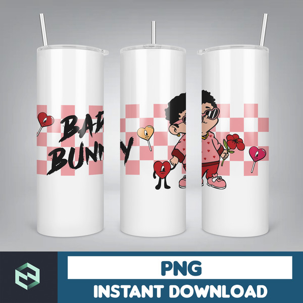 Valentine Bad Bunny Libbey Cup Png, Benito is my Valentine 20 oz Beer Glass Can Wrap, Bad Bunny Sad Heart Kisses Png Beer Glass (2).jpg