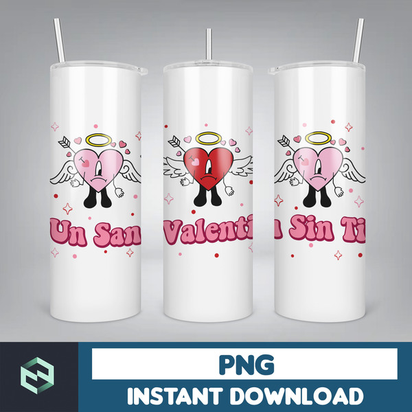 Valentine Bad Bunny Libbey Cup Png, Benito is my Valentine 20 oz Beer Glass Can Wrap, Bad Bunny Sad Heart Kisses Png Beer Glass (4).jpg