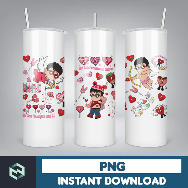Valentine Bad Bunny Libbey Cup Png, Benito is my Valentine 20 oz Beer Glass Can Wrap, Bad Bunny Sad Heart Kisses Png Beer Glass (10).jpg