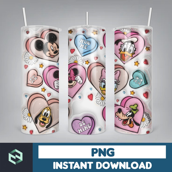 Custom Couple Name 3D Cartoon Valentine Tumbler Design PNG, 3D Inflated Valentine Tumbler Wraps, Balloon 20oz Skinny (3).jpg