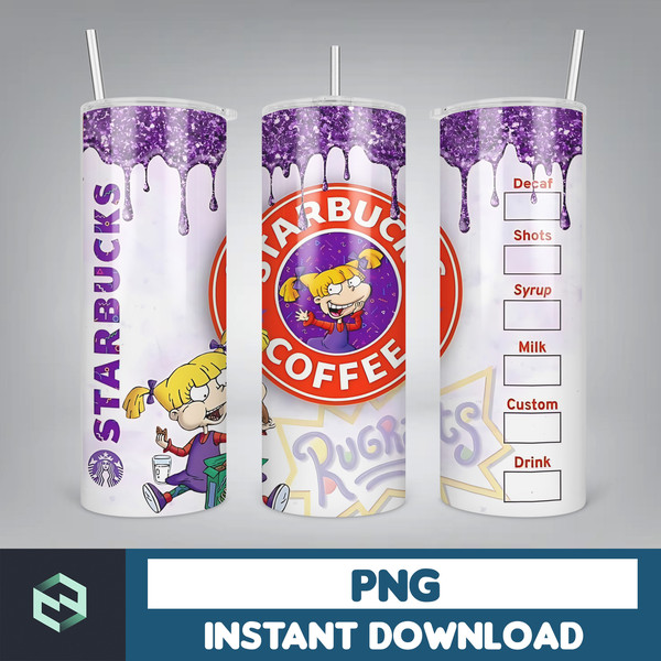 Cartoon Tumbler, Starbucks Tumbler 20oz Skinny Sublimation, Cute Digital Design, PNG Instant Download (45).jpg
