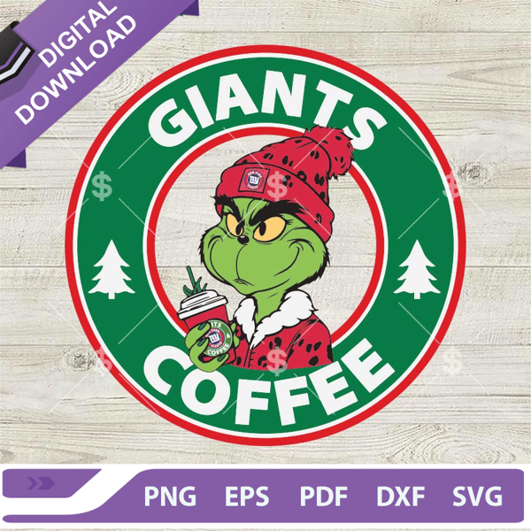 Grinch Bougie New York Giants NFL Starbucks Logo SVG, New York Giants Starbucks Logo SVG, Leopard Grinch NFL Coffee SVG PNG DXF EPS.jpg