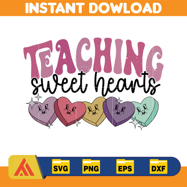 Teaching Sweethearts Png, Teacher Valentines png, Valentines png, Retro Valentines png, Teacher png, Teacher Sublimation, Png Designs, png.jpg