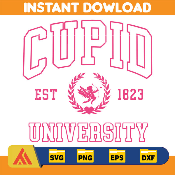 Cupid University Svg, Valentine Svg, Valentines Day T Shirt Design, Love, Cupid, Heart, Svg.jpg