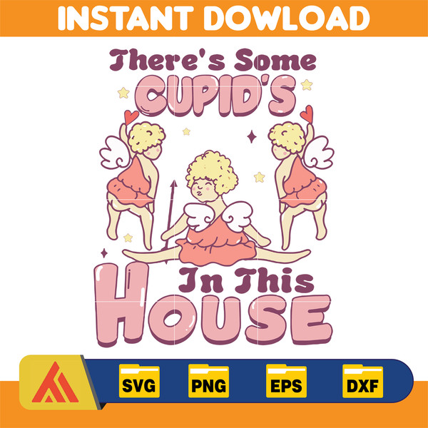 There's Some Cupid's in This House Svg, Funny Valentines Day Sublimation Design, Cupid Svg, Retro Valentines Svg, Western.jpg