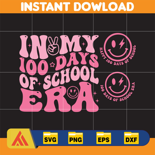 In My 100 Days Of School Era Svg, Happy 100th Day of School Svg, Retro Groovy 100th Day Teacher Kids.jpg